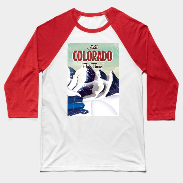 Colorado Ski Travel Baseball T-Shirt by nickemporium1